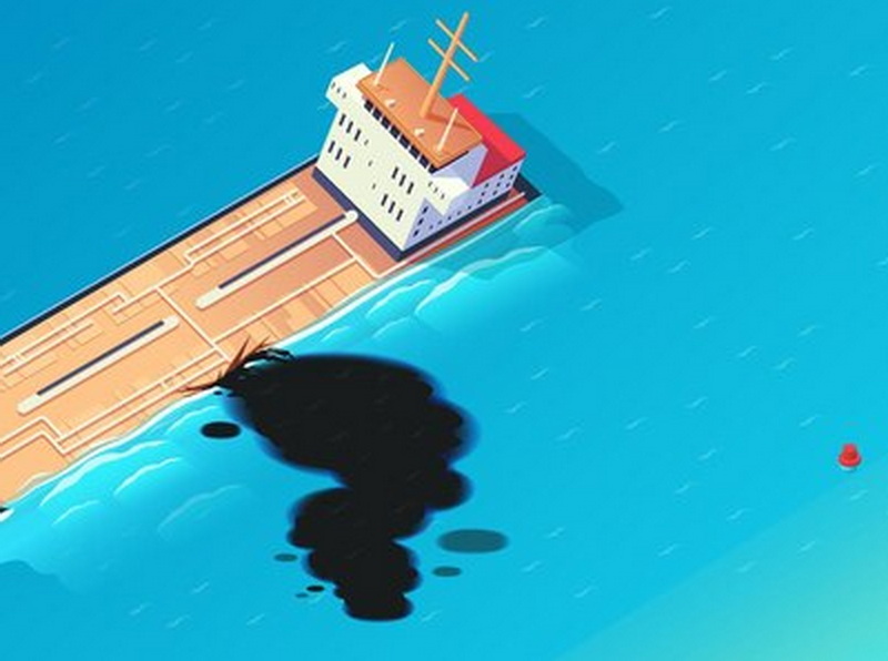 Ilustrasi kapal bocor oli